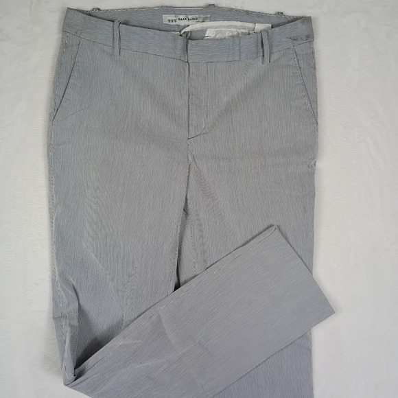 Zara Pants - Zara Basic Womens Striped Slim Trousers Blue White Seersucker Style‎ Size 6 28